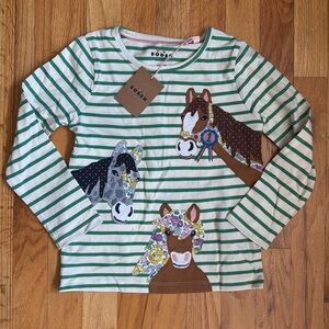 Mini Boden Kids Long Sleeve Shirt with Horse Appliqué